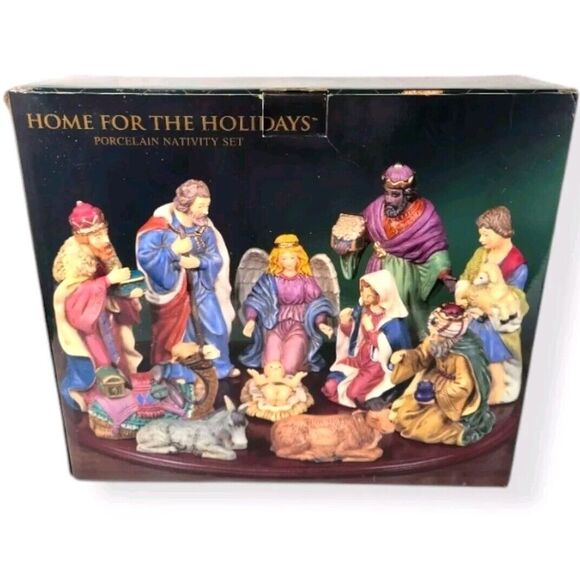 VTG Home For The Holidays Porcelain Christmas Nativity 11 Piece Set MISSING BASE - Picture 1 of 14